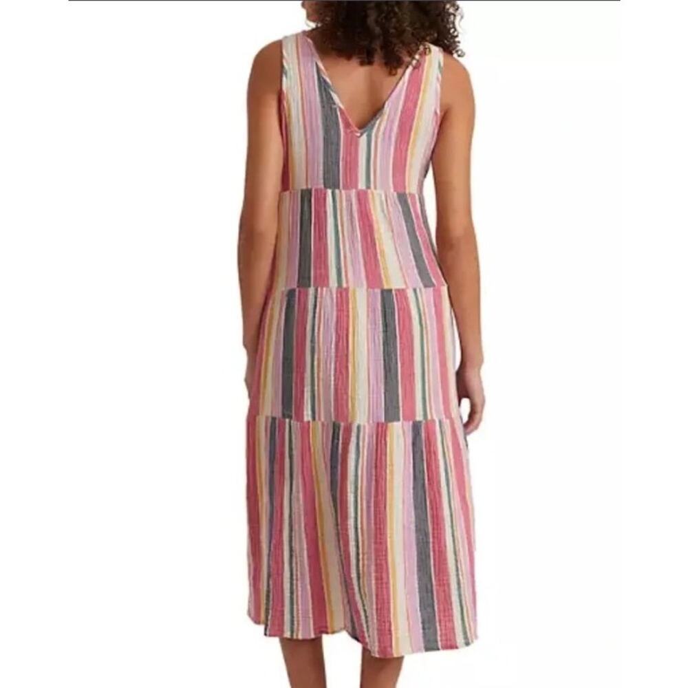 Marine Layer Women's Corinne Multi Striped Gauze Sleeveless Tiered Maxi Dress M - Picture 2 of 10
